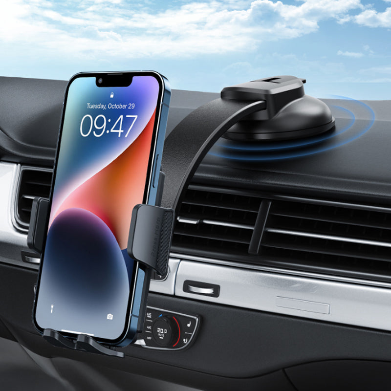 🚗📱 Bendable car phone holder – 360° rotation, one-hand use, strong suction!