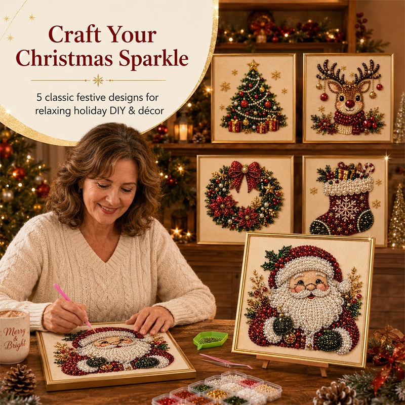 ⏳Last Day Sale Only ￡9.99!!🎁💎DIY Christmas Pearl Diamond Art Kit🎨Relaxing & Beginner-Friendly🧘