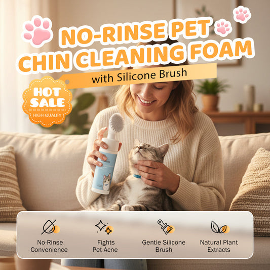 🔥HOT SALE🔥No-Rinse Pet Chin Cleaning Foam with Silicone Brush