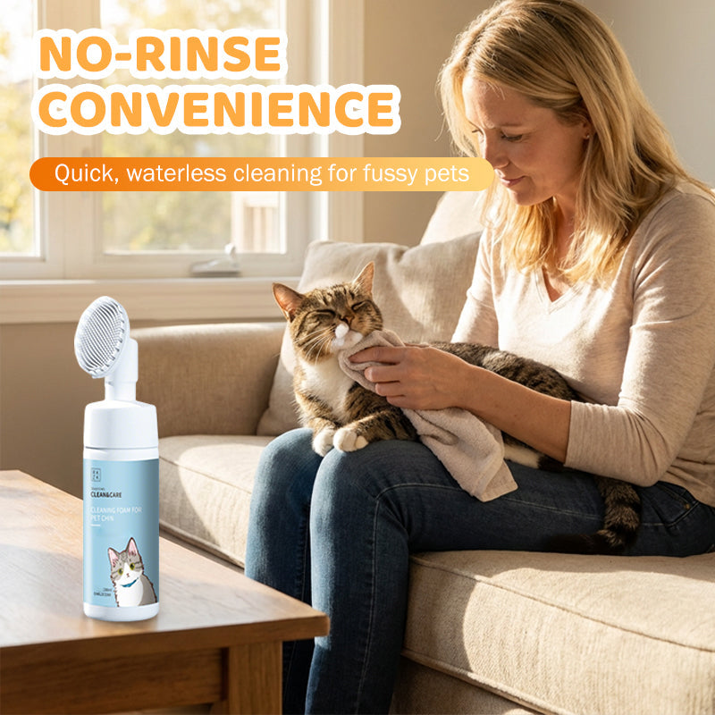 🔥HOT SALE🔥No-Rinse Pet Chin Cleaning Foam with Silicone Brush