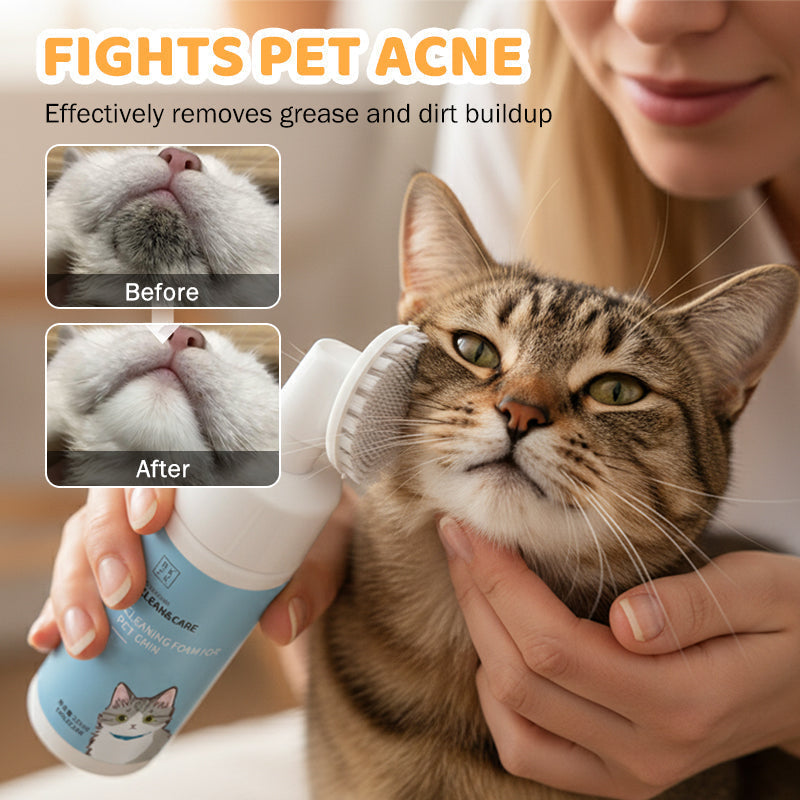 🔥HOT SALE🔥No-Rinse Pet Chin Cleaning Foam with Silicone Brush