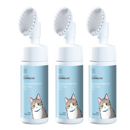 🔥HOT SALE🔥No-Rinse Pet Chin Cleaning Foam with Silicone Brush