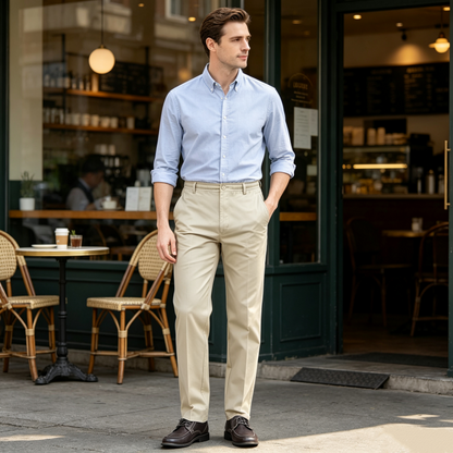 Men's Slim-Fit Casual Pants with Elastic Waist
