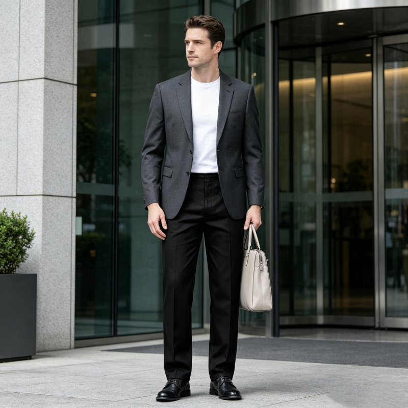 Men's Slim-Fit Casual Pants with Elastic Waist