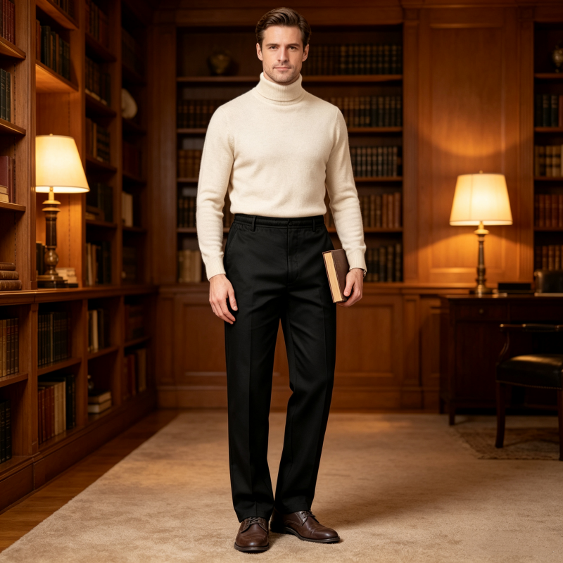 Men's Slim-Fit Casual Pants with Elastic Waist
