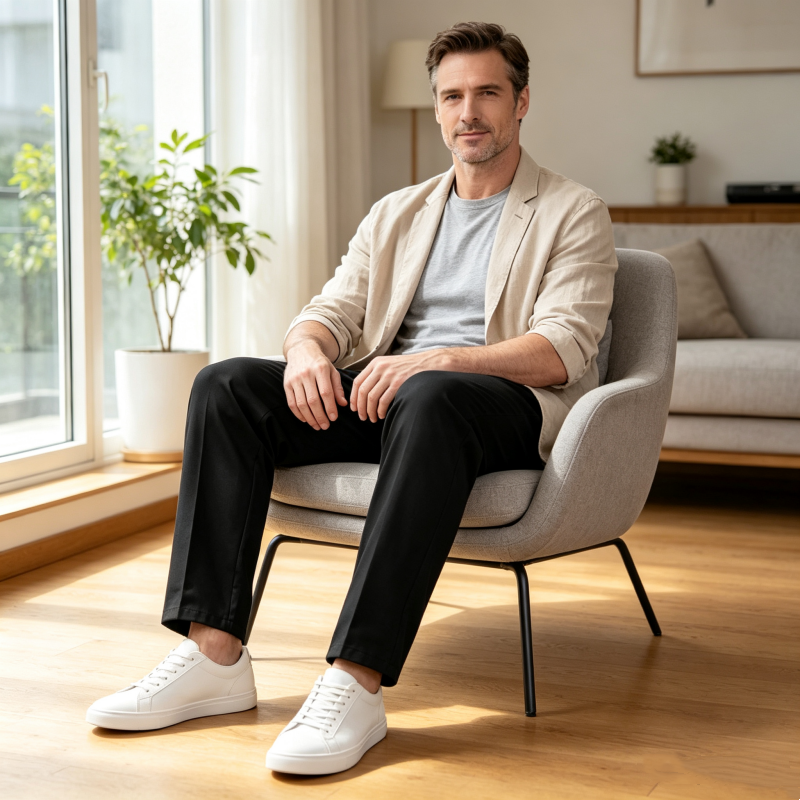 Men's Slim-Fit Casual Pants with Elastic Waist