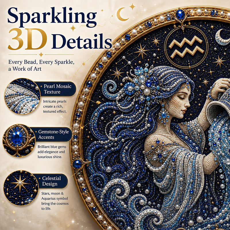 🔥LIMITED TIME 50% OFF! – ✨ Premium 3D Pearl 12 Zodiac Signs Art Kit | Luxury Flocked Canvas with Scratch-Resistant Non-Fading Pearl Beads DIY Handmade Astrology Decor ♈🌙💎