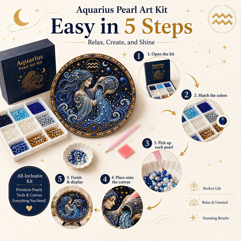 🔥LIMITED TIME 50% OFF! – ✨ Premium 3D Pearl 12 Zodiac Signs Art Kit | Luxury Flocked Canvas with Scratch-Resistant Non-Fading Pearl Beads DIY Handmade Astrology Decor ♈🌙💎