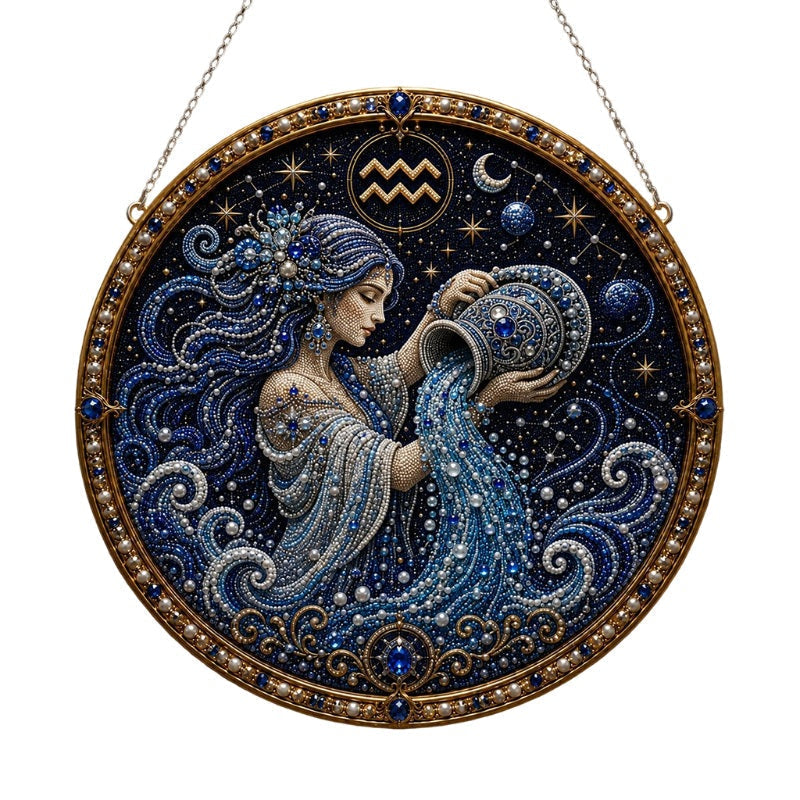 🔥LIMITED TIME 50% OFF! – ✨ Premium 3D Pearl 12 Zodiac Signs Art Kit | Luxury Flocked Canvas with Scratch-Resistant Non-Fading Pearl Beads DIY Handmade Astrology Decor ♈🌙💎
