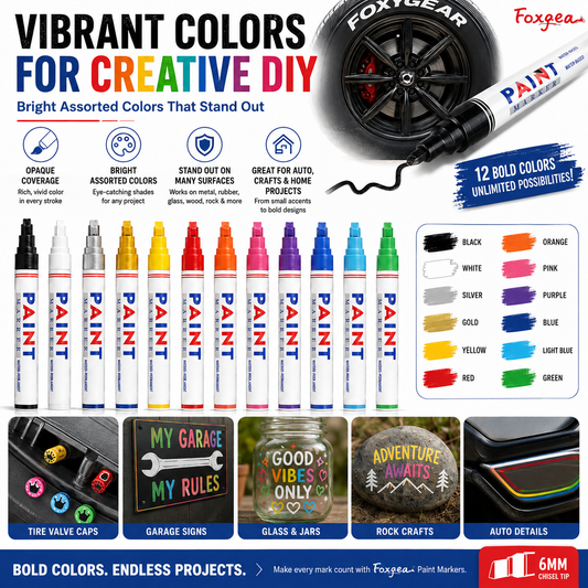 🛞 Waterproof Paint Marker Set – 12 Colors for Tire Lettering & DIY