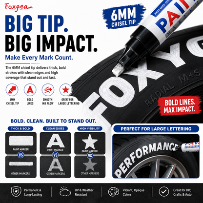 🛞 Waterproof Paint Marker Set – 12 Colors for Tire Lettering & DIY