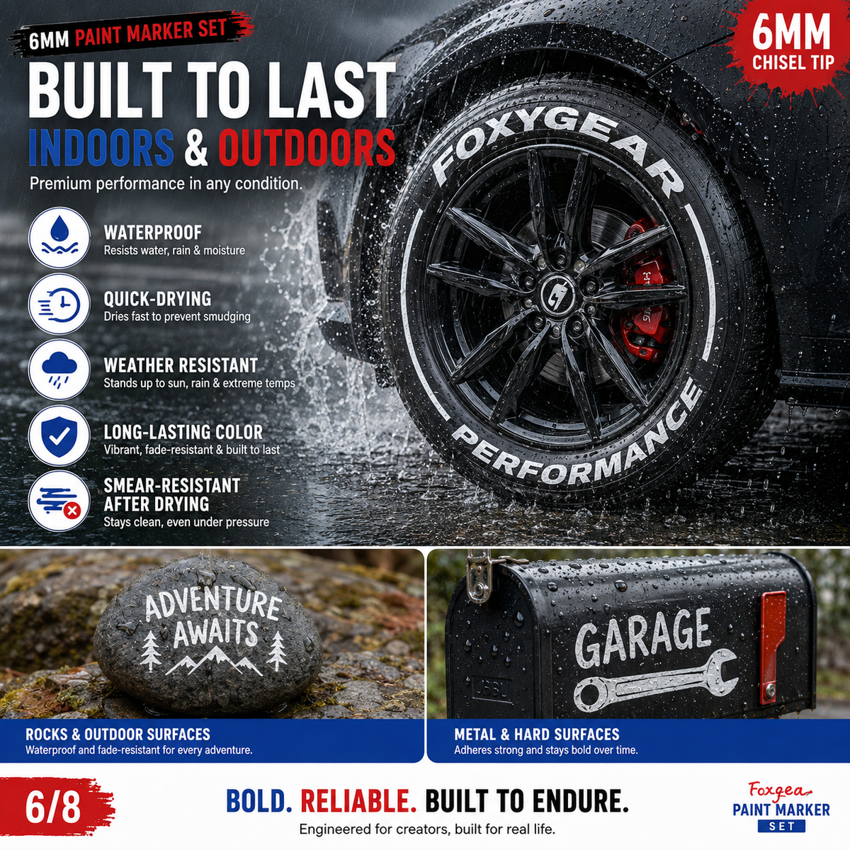 🛞 Waterproof Paint Marker Set – 12 Colors for Tire Lettering & DIY