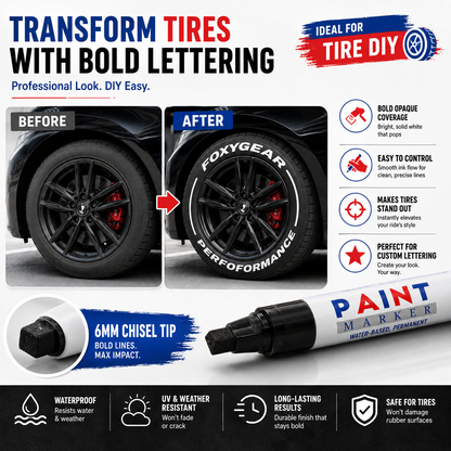 🛞 Waterproof Paint Marker Set – 12 Colors for Tire Lettering & DIY