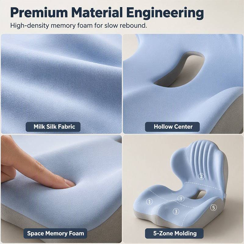 🪑🔧 2026 NEW: 50% OFF – Ergonomic Lumbar Cushion – Memory Foam – Spine Alignment – Pressure Relief – Skin-friendly Milk Silk – Universal – For Office, Car & Home 🛋️✨💪