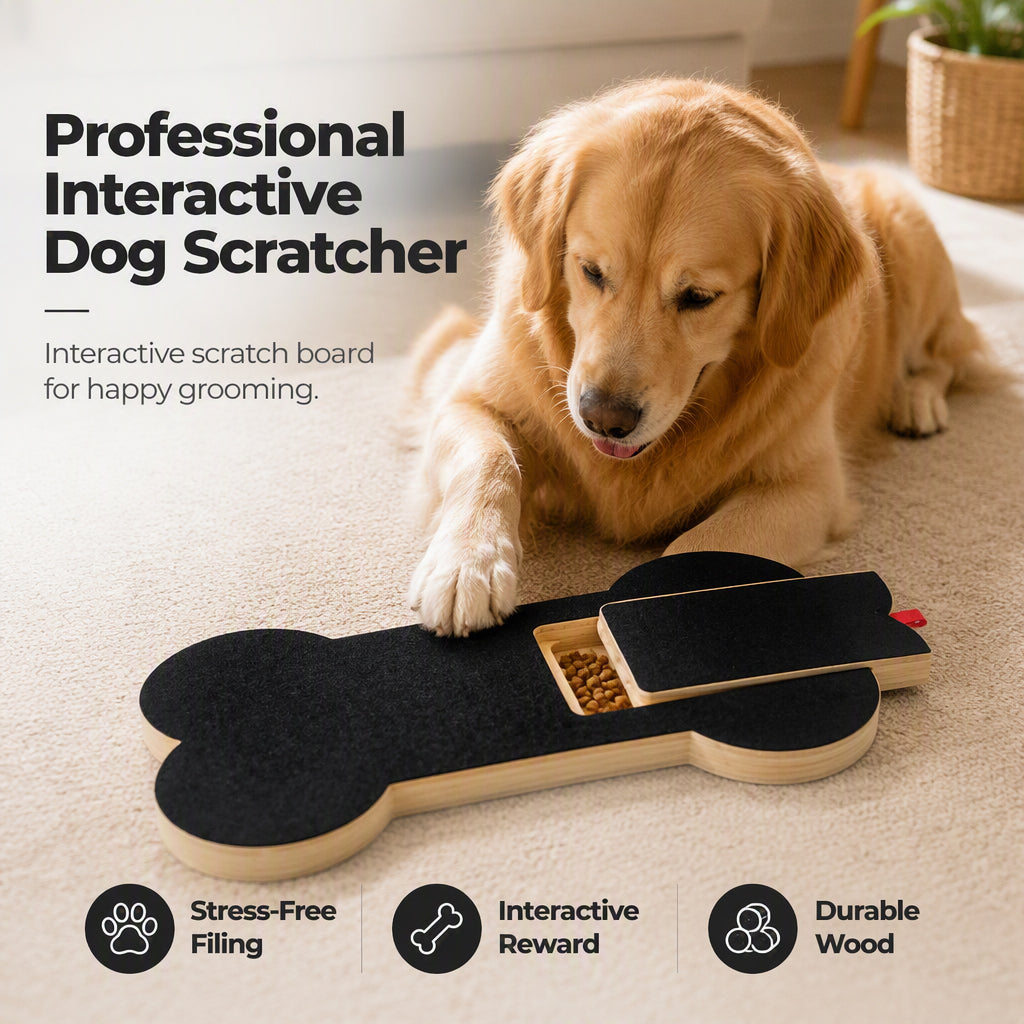 Wooden Dog Scratch Board with Pull-Out Treat Box