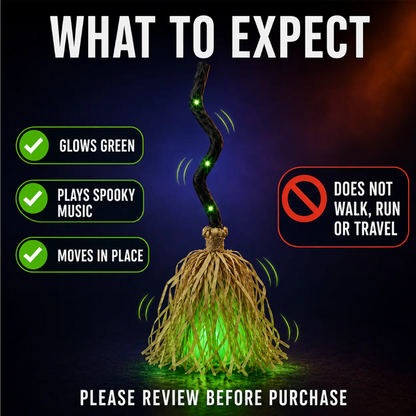 📢📢50% OFF !!⏰🧙 Animated Witch Broom Halloween Decoration with Lights and Sound