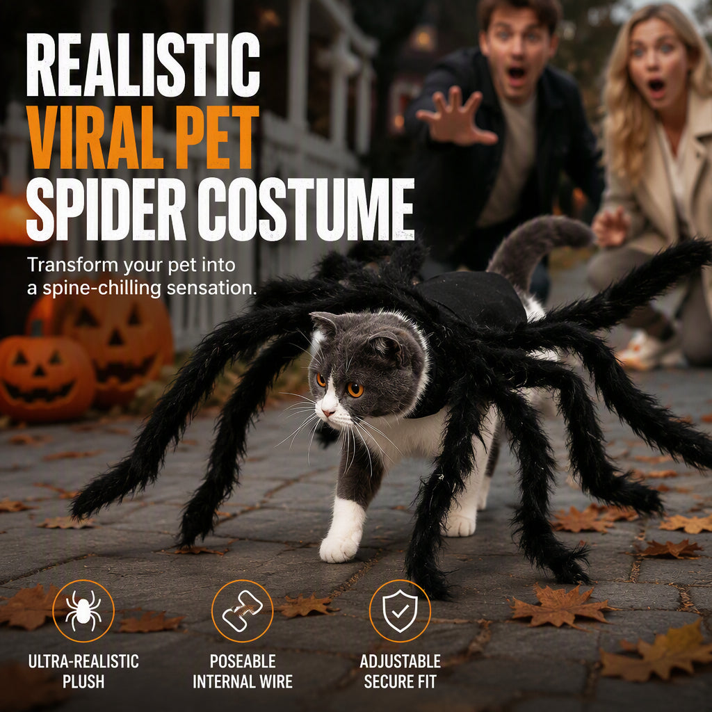 🎃HALLOWEEN SALE ONLY￡10.99!! 🦇Halloween Pet Spider Costume Scary Plush Dog Cat Transformation Outfit🐱🐶