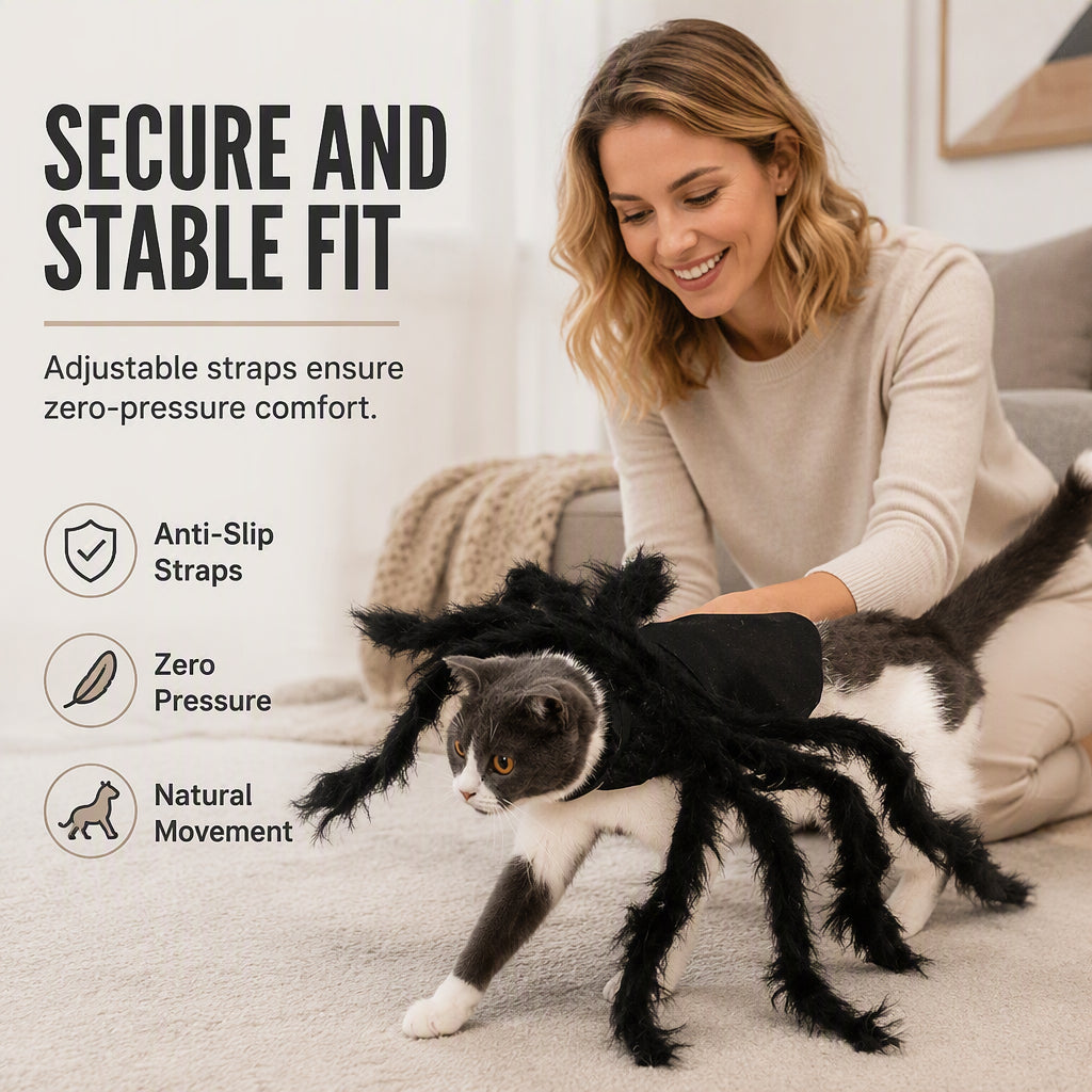 🎃HALLOWEEN SALE ONLY￡10.99!! 🦇Halloween Pet Spider Costume Scary Plush Dog Cat Transformation Outfit🐱🐶
