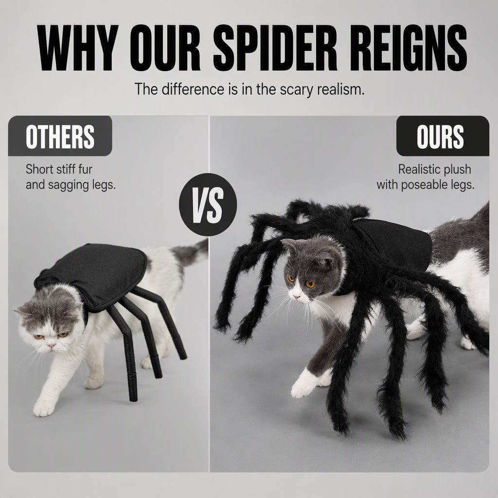 🎃HALLOWEEN SALE ONLY￡10.99!! 🦇Halloween Pet Spider Costume Scary Plush Dog Cat Transformation Outfit🐱🐶