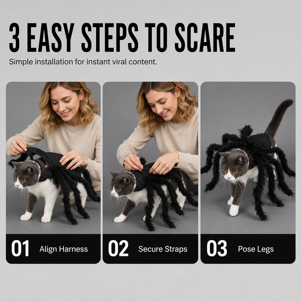🎃HALLOWEEN SALE ONLY￡10.99!! 🦇Halloween Pet Spider Costume Scary Plush Dog Cat Transformation Outfit🐱🐶