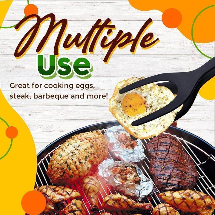🍳 2-in-1 Spatula Tongs – Silicone Grip & Flip Cooking Tool for Eggs, Fish, Pancakes & More