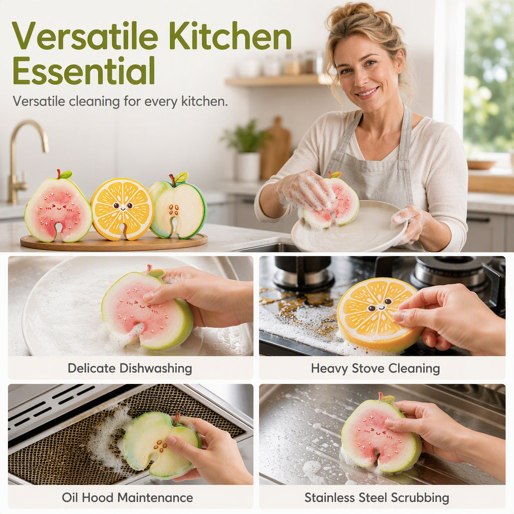 🔥HOT SALE 50%OFF🔥Cute Fruit Shaped Dishwashing Sponge Scrubber