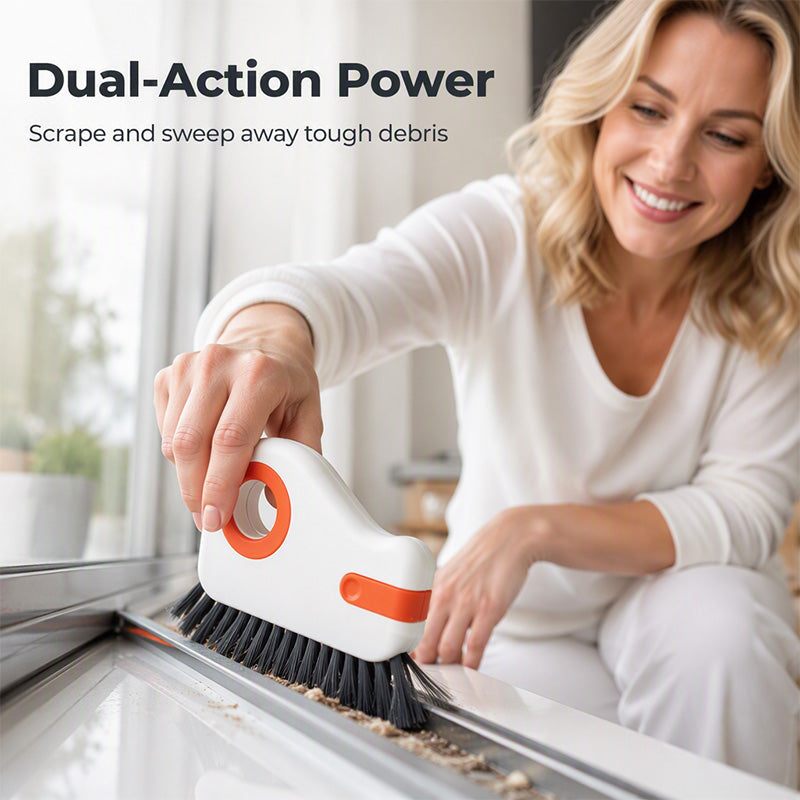 🎉 2026 Sale — Over 23,000 Sold! 🧹 2-in-1 Window Groove Cleaning Brush – Scraper + Hard Bristles – Cleans Narrow Tracks & Crevices! ✨