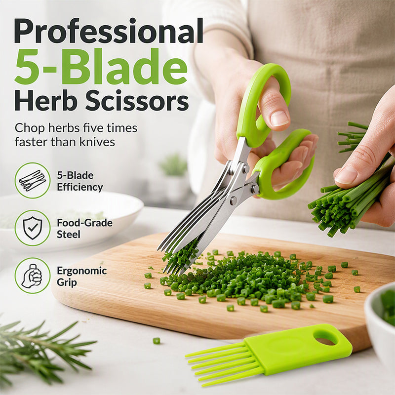 ⏳Time-Limited Special⏰Multi-Blade Herb Scissors – Stainless Steel Blades & Comfortable Grip for Easy Herb Prep ✂️🌿