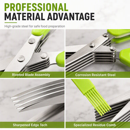 ⏳Time-Limited Special⏰Multi-Blade Herb Scissors – Stainless Steel Blades & Comfortable Grip for Easy Herb Prep ✂️🌿
