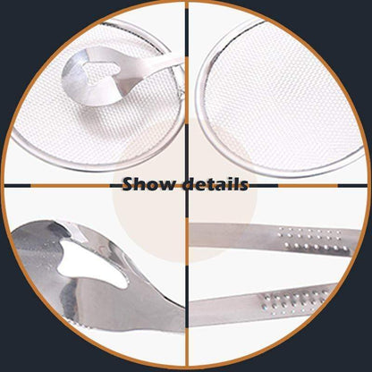 🍡50% OFF NOW! Stainless Steel Oil‑Leak Strainer Clamp – 2‑in‑1 Filter Spoon & Food Tongs, Multifunctional Kitchen Skimmer Tongs for Frying Meatballs, Deep‑Frying Food & Oil Filtering