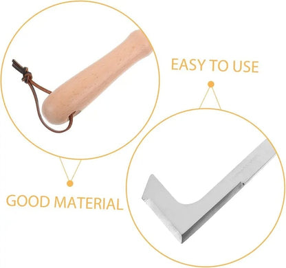Crack Weeder Tool – scharfe Hakenspitze, Edelstahl und komfortabler Griff aus Buchenholz – ideal zum Entfernen von Unkraut aus Gehwegen, Holzterrassen und Ritzen