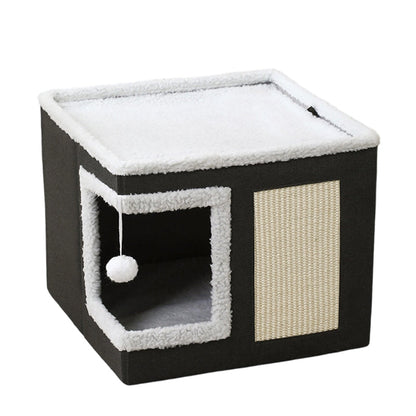 🎃Halloween Deal 50% OFF!🐱 2-in-1 Foldable Cat Cube House – Indoor Cat Cave & Ottoman Stool