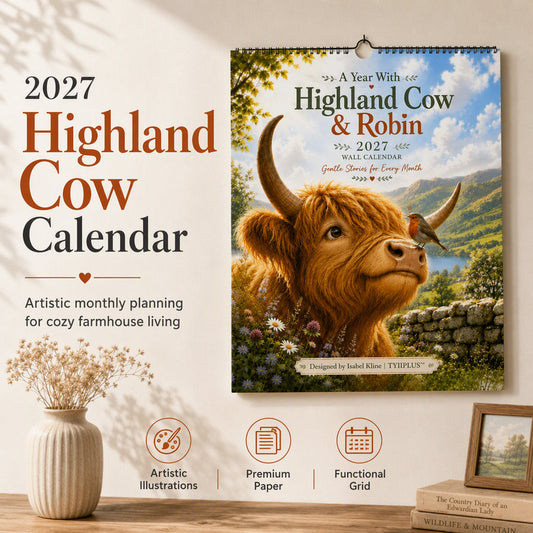🐮📅 2027 Highland Cow Calendar – Whimsical Highland Cow Artwork for a Cosy & Charming Home ✨🏡