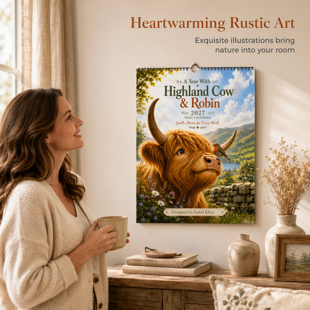🐮📅 2027 Highland Cow Calendar – Whimsical Highland Cow Artwork for a Cosy & Charming Home ✨🏡