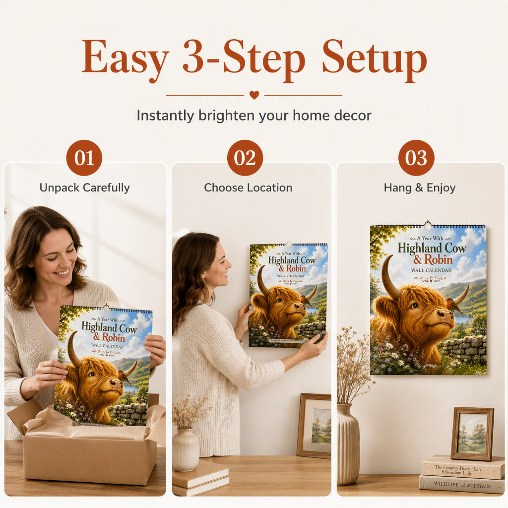 🐮📅 2027 Highland Cow Calendar – Whimsical Highland Cow Artwork for a Cosy & Charming Home ✨🏡