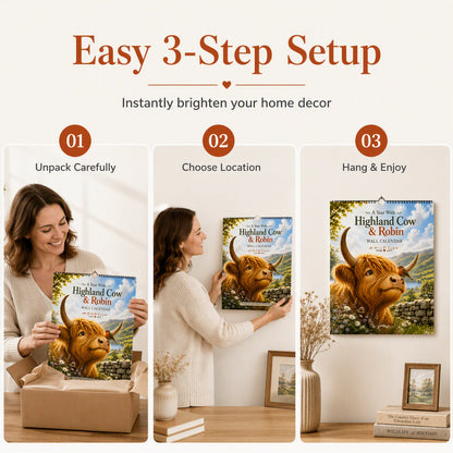 🐮📅 2027 Highland Cow Calendar – Whimsical Highland Cow Artwork for a Cosy & Charming Home ✨🏡