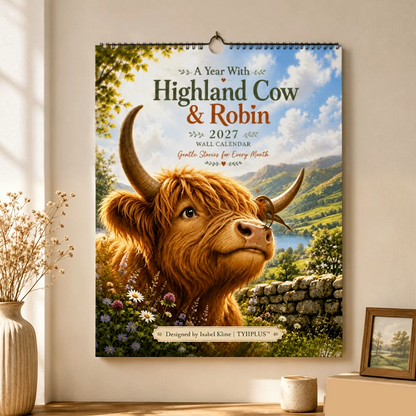 🐮📅 2027 Highland Cow Calendar – Whimsical Highland Cow Artwork for a Cosy & Charming Home ✨🏡