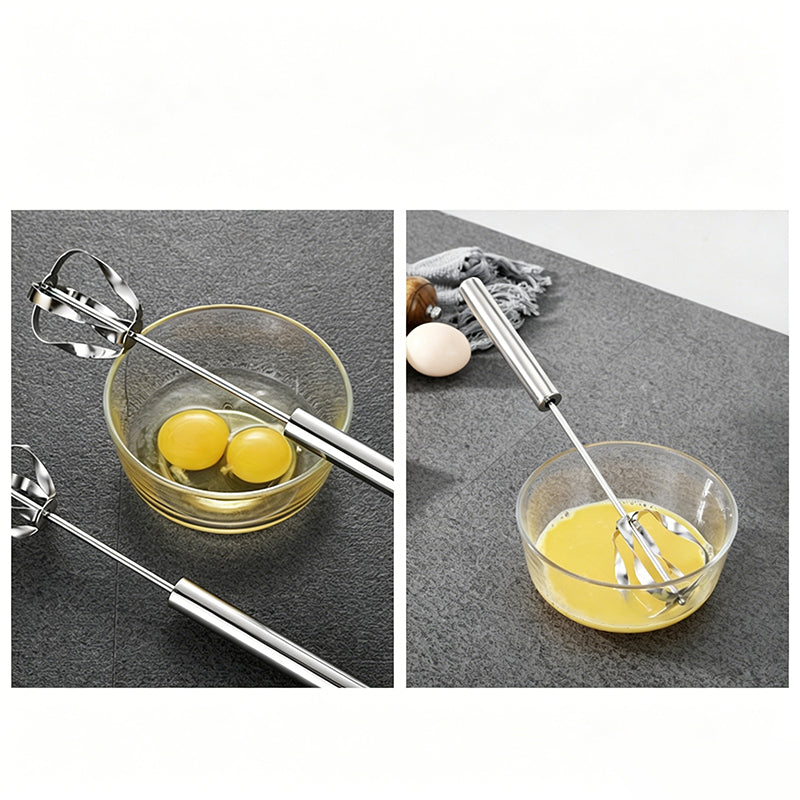 🥚 Easy Press Manual Egg Beater – Stainless Steel Hand Whisk for Eggs, Cream & Baking