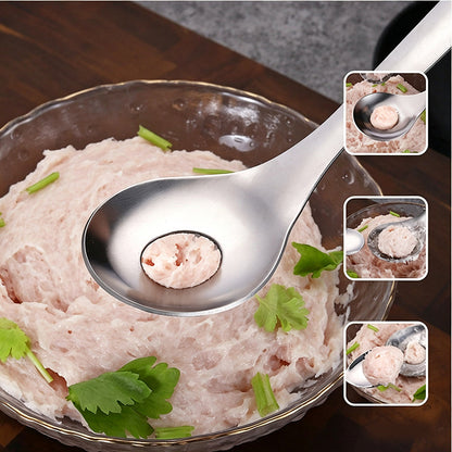 Mess-Free Stainless Steel Meatball Spoon