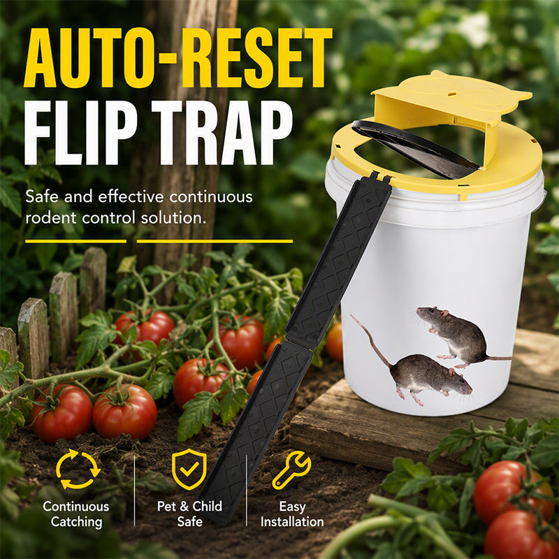 🐭50% OFF NOW! Automatic Reset Flip Lid Mouse Trap‑ Reusable Continuous Catch Rodent Trap, Pet‑Safe Bucket Flip Trap for Garden, Barn & Home Rodent Control