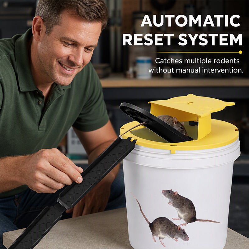 🐭50% OFF NOW! Automatic Reset Flip Lid Mouse Trap‑ Reusable Continuous Catch Rodent Trap, Pet‑Safe Bucket Flip Trap for Garden, Barn & Home Rodent Control