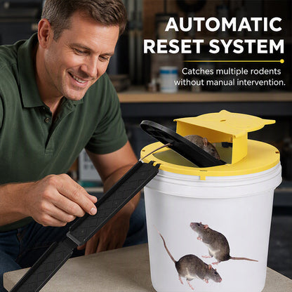 🐭50% OFF NOW! Automatic Reset Flip Lid Mouse Trap‑ Reusable Continuous Catch Rodent Trap, Pet‑Safe Bucket Flip Trap for Garden, Barn & Home Rodent Control