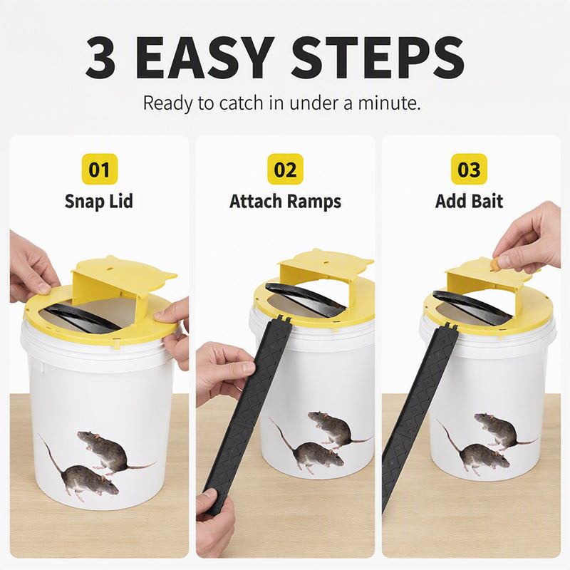 🐭50% OFF NOW! Automatic Reset Flip Lid Mouse Trap‑ Reusable Continuous Catch Rodent Trap, Pet‑Safe Bucket Flip Trap for Garden, Barn & Home Rodent Control