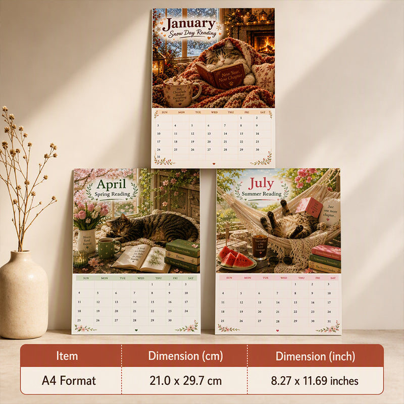 ❄️Summerfresh 50% OFF!🐈2027 Cosy Cats & Books Wall Calendar – A Year of Reading, Cats & Seasonal Charm