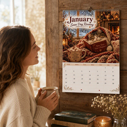 ❄️Summerfresh 50% OFF!🐈2027 Cosy Cats & Books Wall Calendar – A Year of Reading, Cats & Seasonal Charm