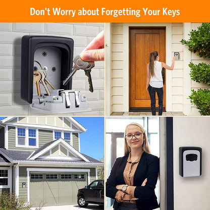 Wall Mount Key Lock Box - 4 Digit Combination Lockbox for Keys Safe Security Storage Resettable Code Lockbox for Outdoor Home Office Garage