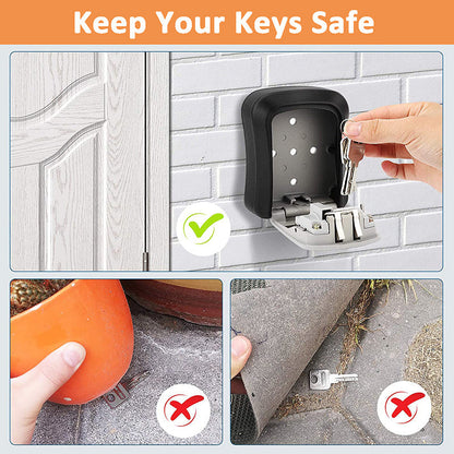 Wall Mount Key Lock Box - 4 Digit Combination Lockbox for Keys Safe Security Storage Resettable Code Lockbox for Outdoor Home Office Garage