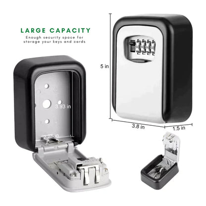 Wall Mount Key Lock Box - 4 Digit Combination Lockbox for Keys Safe Security Storage Resettable Code Lockbox for Outdoor Home Office Garage
