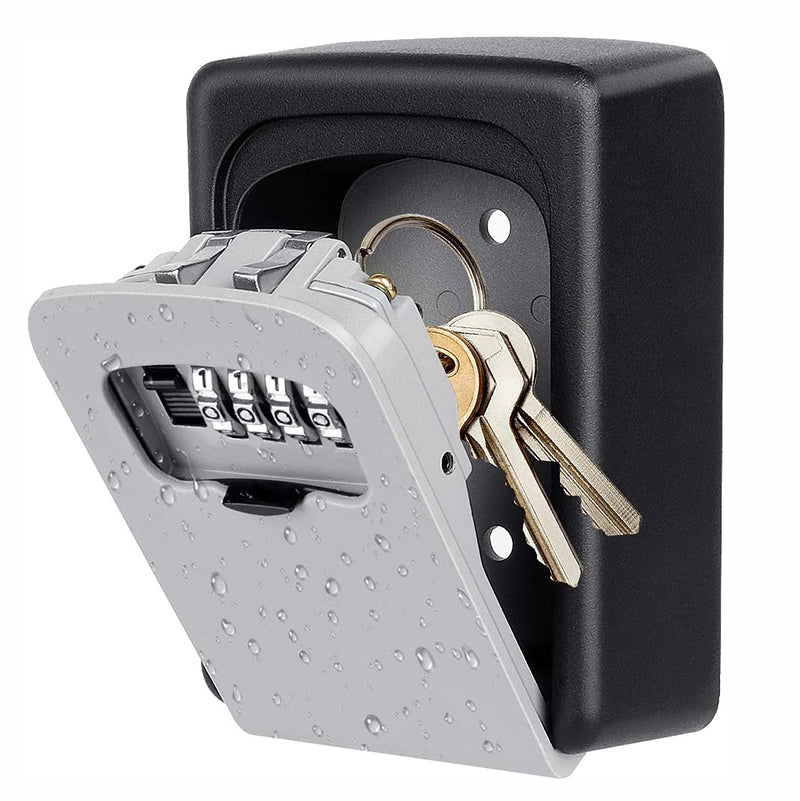 Wall Mount Key Lock Box - 4 Digit Combination Lockbox for Keys Safe Security Storage Resettable Code Lockbox for Outdoor Home Office Garage