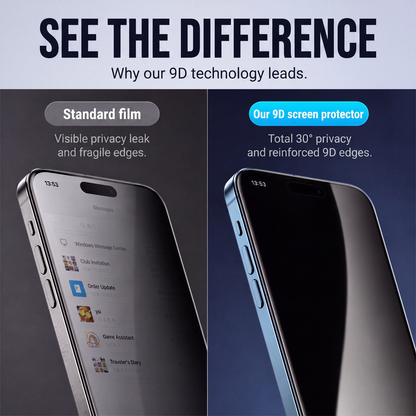 🛡️50% OFF NOW! Privacy Tempered Glass Screen Protector with Automatic Dust Removal‑ 30° Anti‑Spy 9D Full Coverage Diamond Hard Screen Film, Vacuum Ion Layer Anti‑Peep Protective Glass for Smartphones